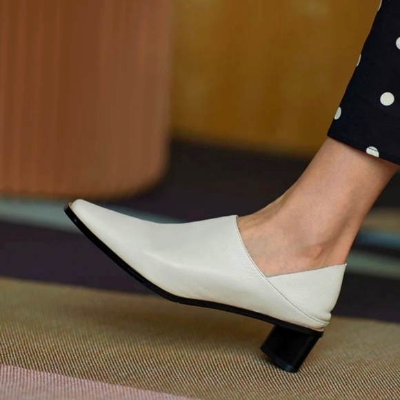 Women's Leather Cream Heel Shoes Size 6 - Picture 3 of 10